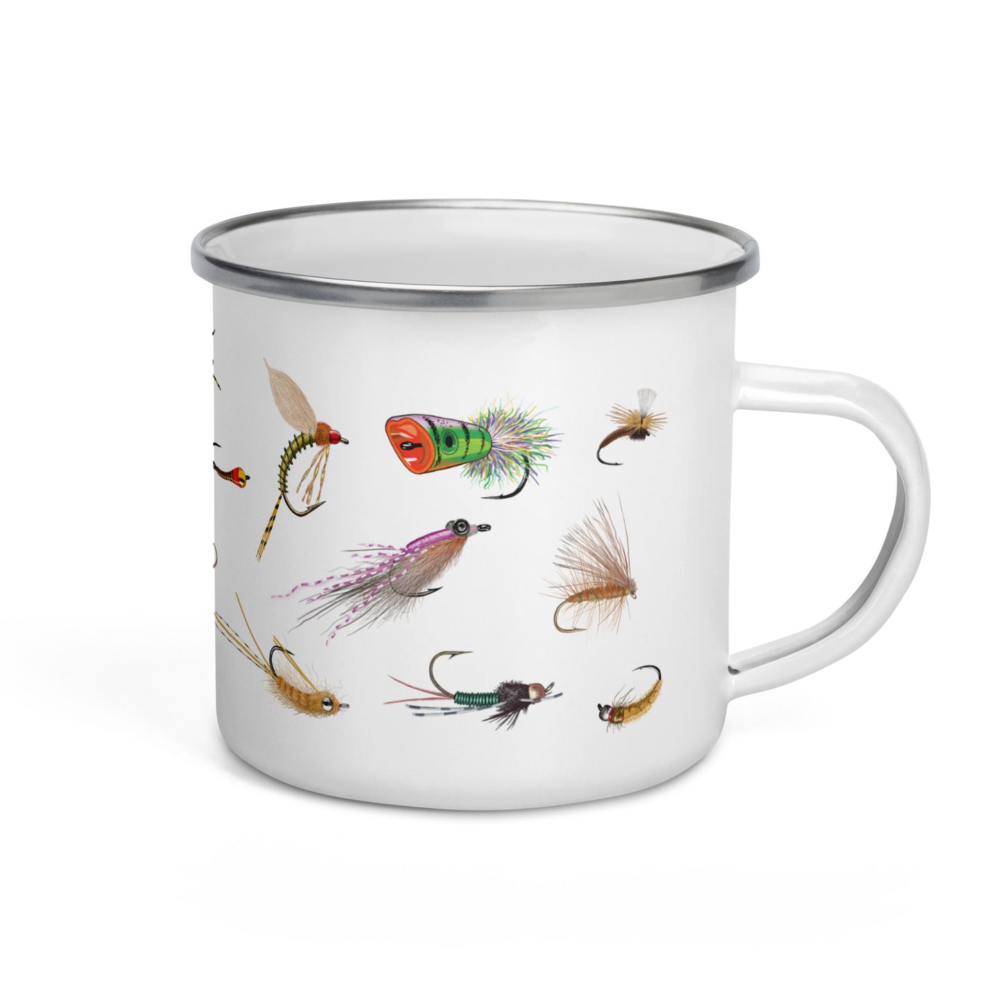 Fly Fishing Flies Enamel Mug