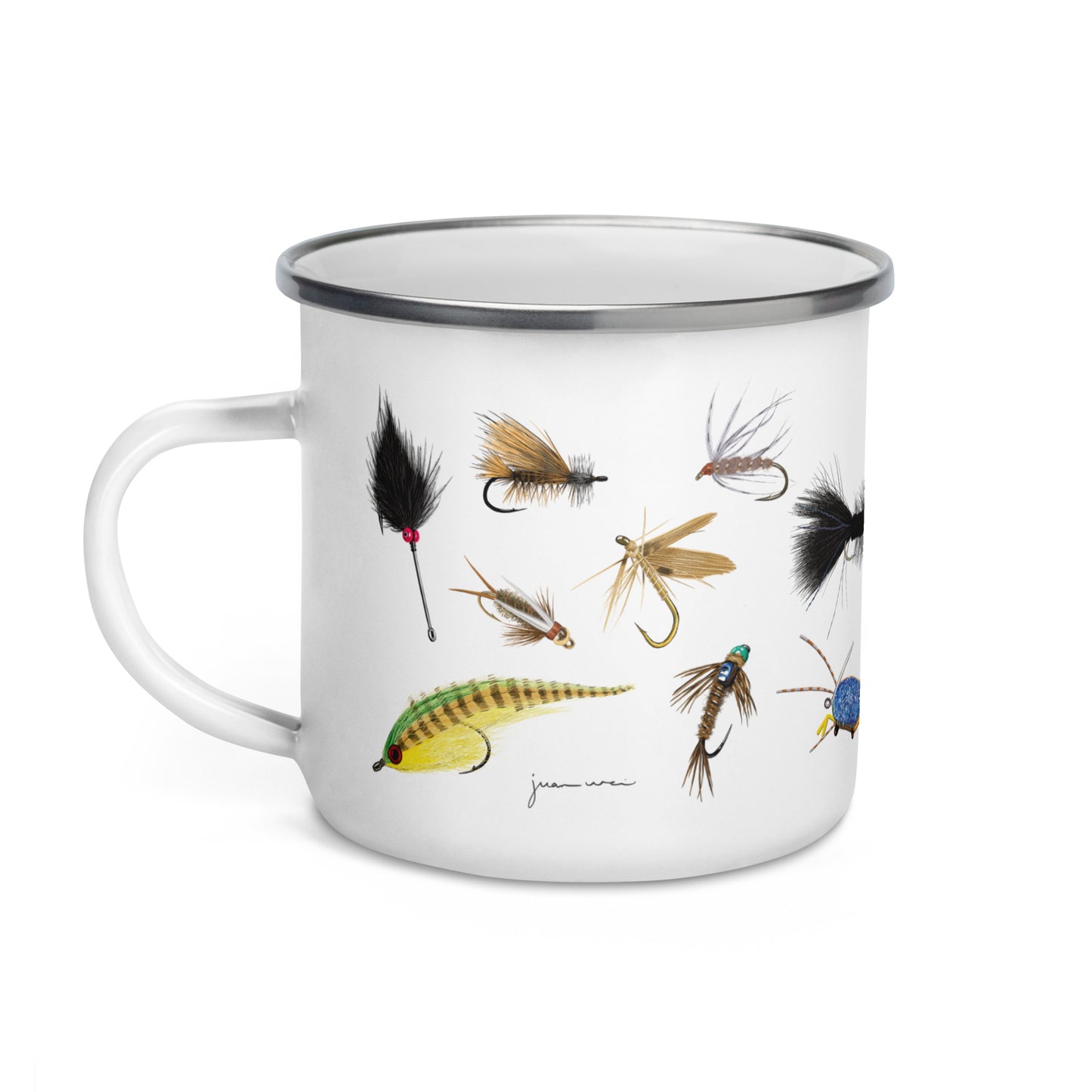 Fly Fishing Flies Enamel Mug